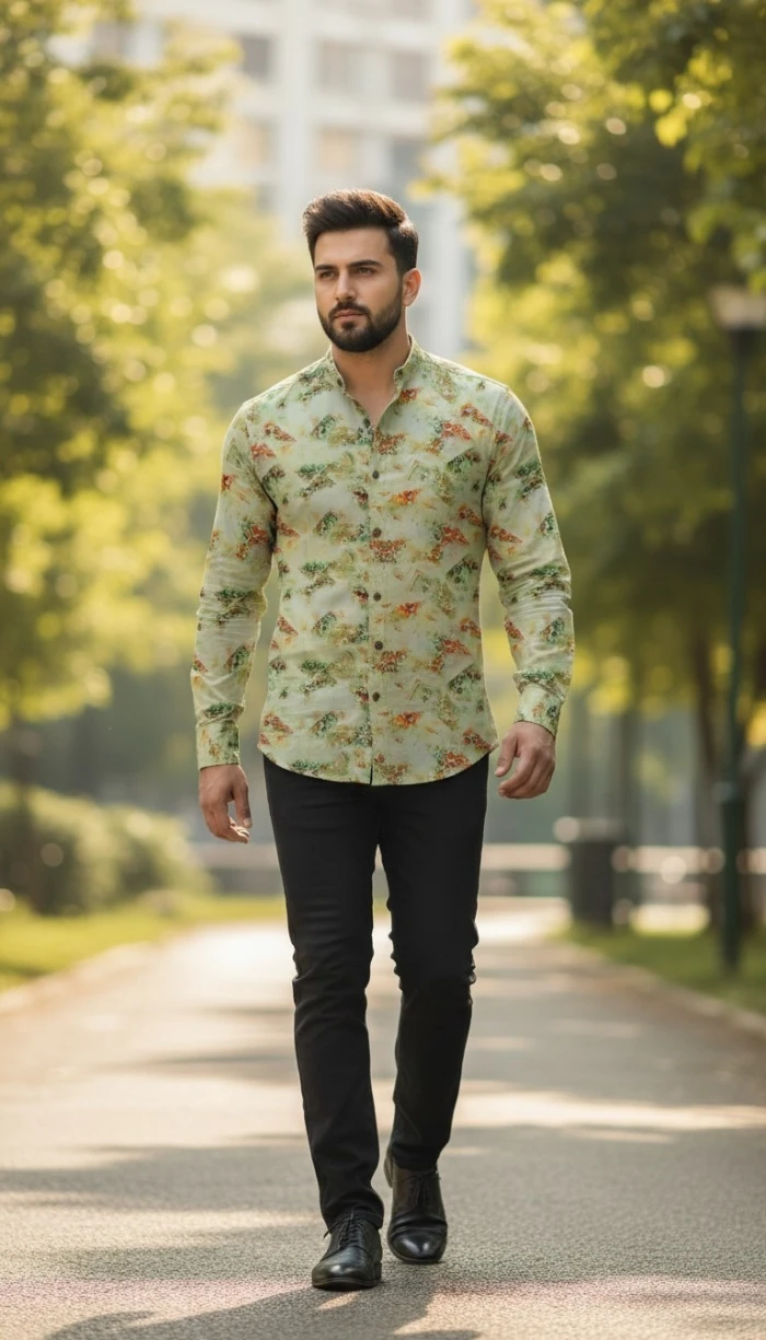 Cotton floral green 204