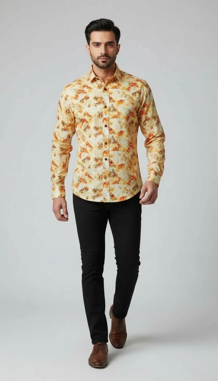 Cotton floral orange 206