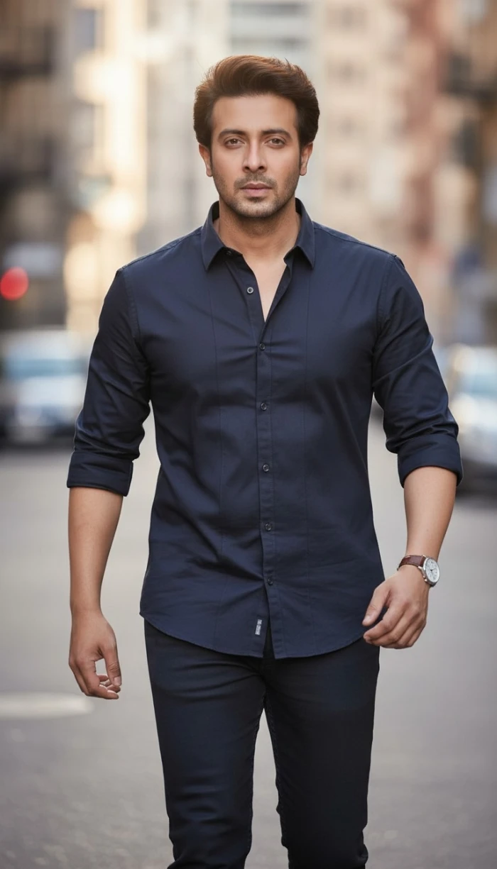 Classic cotton navy blue shirt