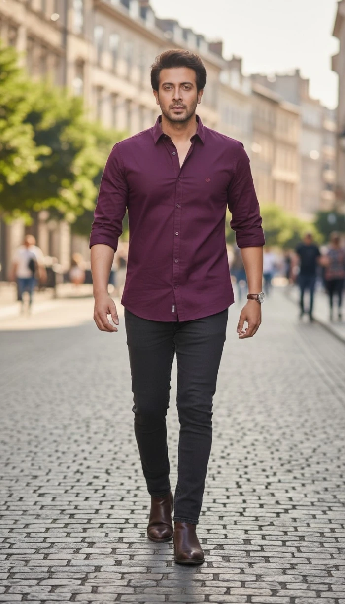 Classic cotton maroon shirt